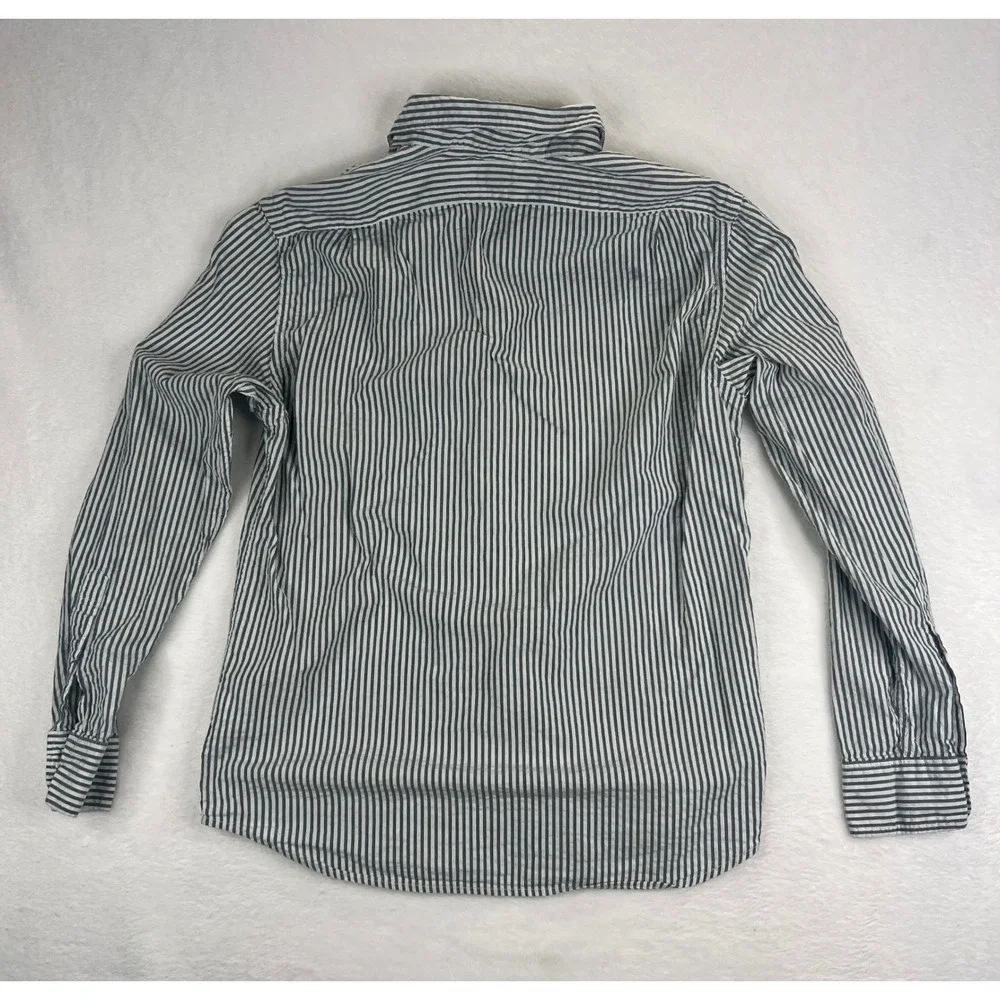 J Crew Seersucker‎ Slim Fit Button Down Shirt Mens Size L Green Stripe Casual